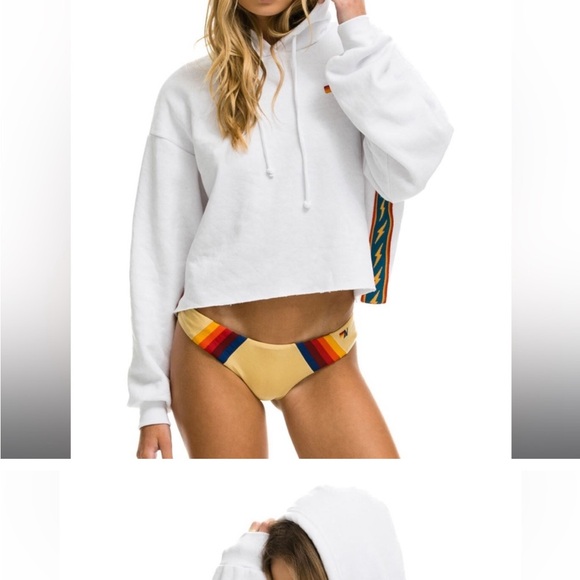 Aviator Nation Tops - Aviator Nation White Cropped Hoodie size XS